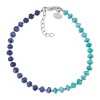 Silpada 'Constant Changes' Sterling Silver with Rhodium-Plating Lapis and Turquoise Bead Bracelet, 7.5" + 1"  (4-4.5mm) - 2 of 4