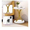 Small Round End Tables Side Table Metal Frame, Faux Marble Top Accent Table Nightstand Modern Style For Living Room Bedroom And Office - 3 of 4