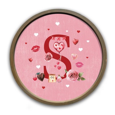 Creative Products Valentine Things Monogram Round Brown Framed Print