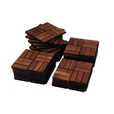DSVIMOY 12" Patio Deck Tiles, 30pcs DIY Module Interlocking Decking Tiles, Floor Tile for Porch Poolside, Balcony, Brown, 12"*12"*0.8"