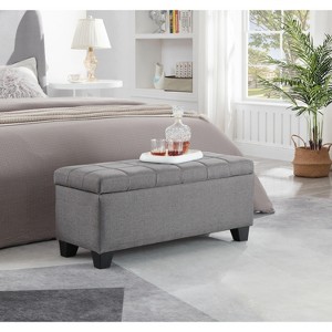 NicBex Modern 35" Storage Bench Rectangular Accent Stools with Linen Fabric for Bedroom and Entryway - 1 of 4