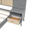 Okak Queen Size Elegant Platform Bed Frame with 2 Lamps, Rattan & Wood Bed with 2 Nightstands Noise-Free No Springs Required Easy to Assemble, Gray - 4 of 4