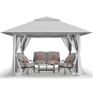 13x13 Pop Up Gazebo Canopy Tent - Outdoor Patio & Backyard Shelter White - 1 of 4