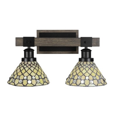 Toltec Lighting Tacoma 2 - Light Vanity in  Black/Painted Wood with 7" Starlight Art Glass Shade