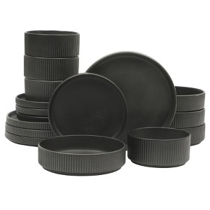 Gibson Elite Deerfield 16-Piece Stoneware Dinnerware Set – Stackable, Reactive Glaze Finish, Service for 4 - 1 of 4