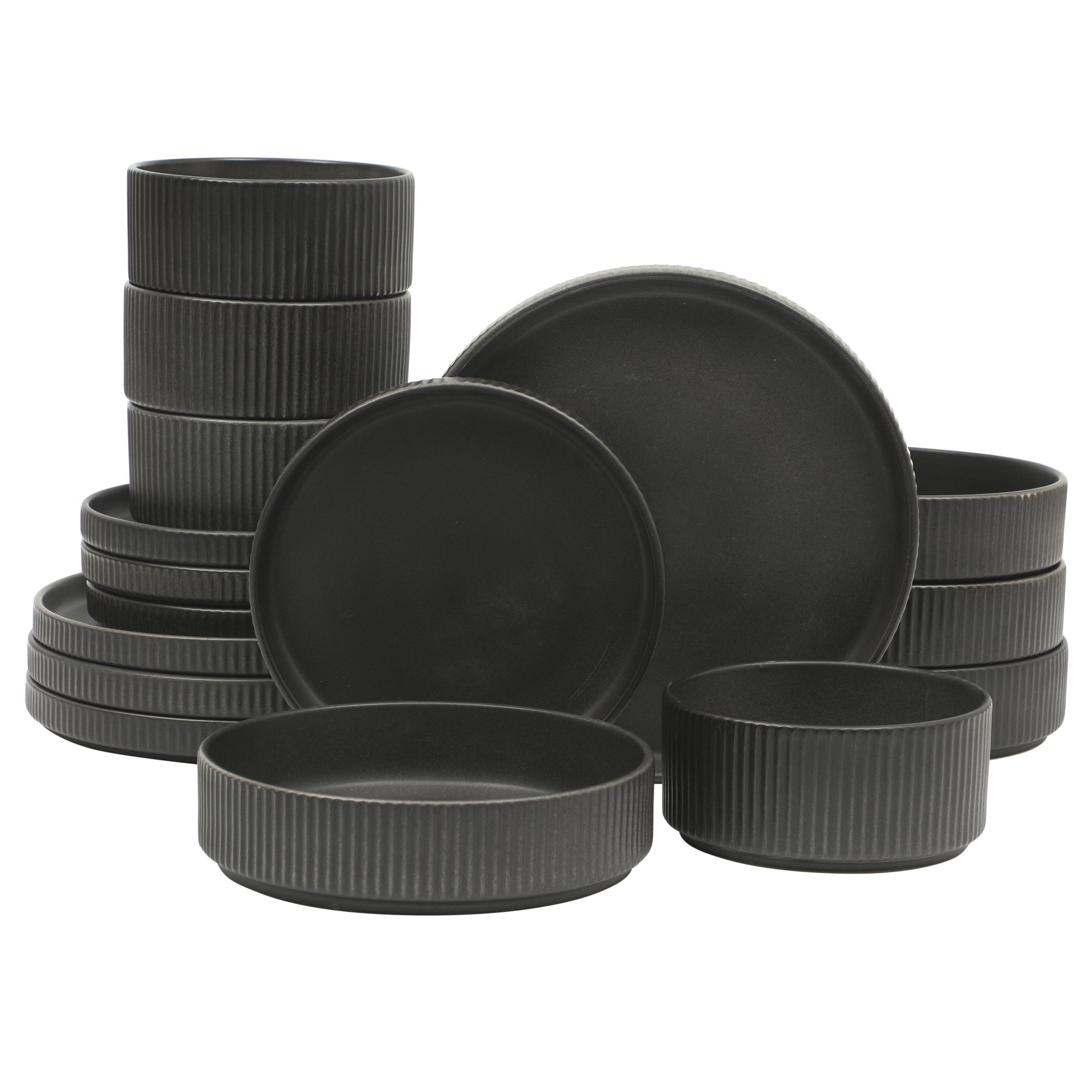 Gibson Elite Deerfield 16-Piece Stoneware Dinnerware Set – Stackable, Reactive Glaze Finish, Service for 4