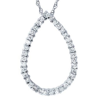 Pompeii3 1ct Pear Shape Diamond Pendant 14k White Gold 18" Chain
