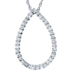Pompeii3 1ct Pear Shape Diamond Pendant 14k White Gold 18" Chain - 1 of 3