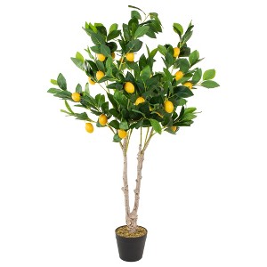 Northlight 45" Potted Green and Yellow Artificial Lemon Tree In a Black Pot - 1 of 4