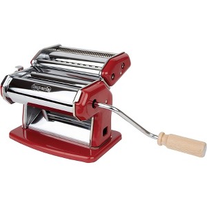 Imperia Pasta Maker Machine  Red  Made in Italy - Heavy Duty Steel Construction w/ Easy Lock Dial & Wooden Grip Handle for Authentic & Fresh - 1 of 4