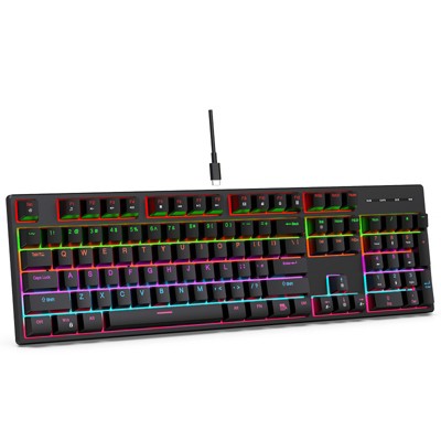 K100M Mechanical Keyboard, RGB Gaming Blue Axis Dustproof and Waterproof 104-Key Competitive Metal Keyboard (black)