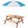 37.00"Kids Outdoor 3-in-1 Wooden Picnic Table With Umbrella, Convertible Sand & Wate,Gray - 2 of 4