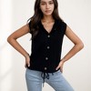 Anna-Kaci Women's Hooded Knit Button Down Vest with Drawstring Hem and Textured Cable Pattern - 2 of 4