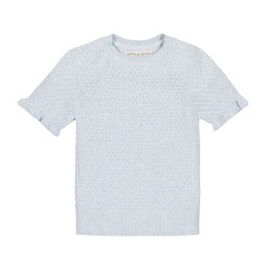 Hope & Henry Girls' Organic Short Sleeve Ruffle Edge Sweater Knit Top, Kids - 1 of 4