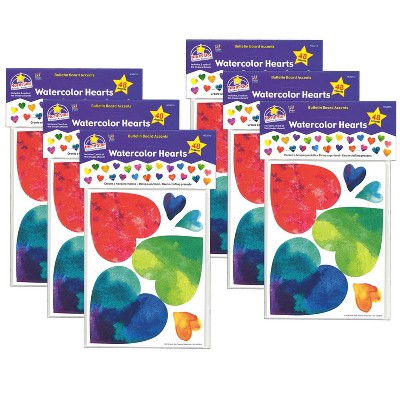 North Star Teacher Resources Watercolor Hearts Accents, 48 Per Pack, 6 Packs