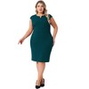 Agnes Orinda Women's Plus Size Notched Neck Sleeveless Pencil Work Midi Sheath Dress - 3 of 4
