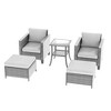 Sonkuki 5 Pieces PE Rattan Furniture Set with Side Table, Patio Chair with Washable Cushion, Ottomans for Balcony, Porch and Yard - 2 of 4