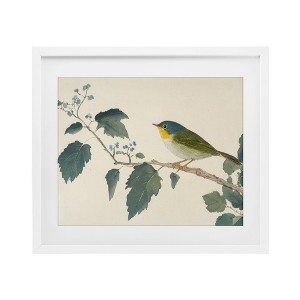 Stupell Industries Blue Bird and Leaves Framed Print Under Glass Art - 1 of 4