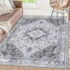 Vintage Washable Floral Area Rug: Non-Slip Distressed Oriental Carpet with Medallion – Low-Pile Accent Floor Mat for Living Room, Laundry Room - 2 of 4