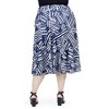 24seven Comfort Apparel Plus Size Navy Geometric Print Pleated Midi Skirt With Pockets - 3 of 4