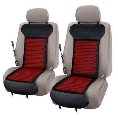 Zone Tech Car Heated Travel Seat Cover Cushion - Premium Quality Classic Black Comfortable Seat Cushion (2-Pack)