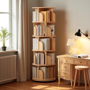 Mshliw 5-Tier 360° Rotating Bookshelf, Round Spinning Bookcase Tower with Space-Saving Design for Bedroom, Living Room, and Office - 1 of 4