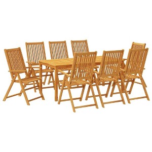 vidaXL Garden Dining Set Natural Brown Solid Acacia wood Medium Foldable - 70.9" x 35.4" x 29.5" 8 - 1 of 4