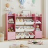 Tangkula 56" Large Toy Storage Organizer 4-Tier Kids Cubby Shelf with 8 Removable Bins and Bookshelf - 2 of 4