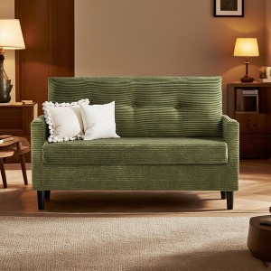 Vipbear 50" Corduroy Loveseat Sofa for Living Room,Small Comfy Love Seat Sofa with Deep Seat Spring Cushion,Solid Wood Frame,Tool-Free Assembly - 1 of 4