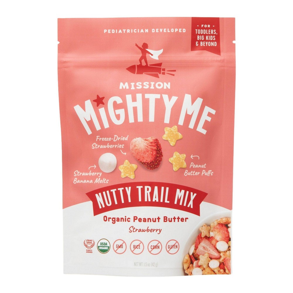 Mission MightyMe Nutty Trail Mix - Organic Peanut Butter Strawberry - 1.5oz: Kosher, Gluten-Free, Non-GMO, Ready to Eat