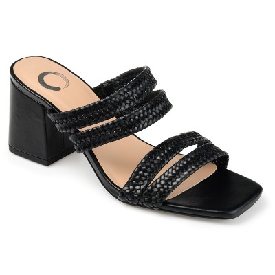 Journee Collection Womens Natia Wide Width Open Square Toe Block Heel Sandals