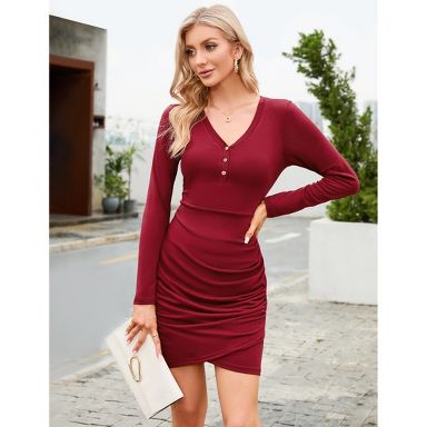black long sleeve cocktail short dress Black Long Sleeve Short Dress