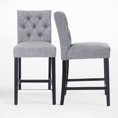 WestinTrends 24" Linen Fabric Tufted Counter Stool (Set of 2)