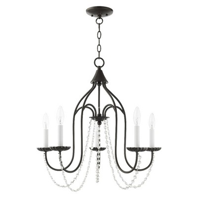 Alessia English Bronze 5-Light Chandelier with Clear Crystal Trim