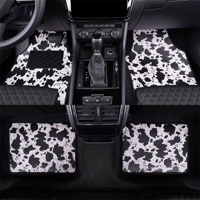 TruAIR Cow Print Car Floor Mats (Black)