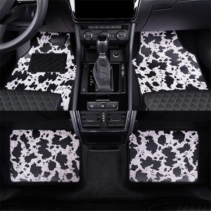 TruAIR Cow Print Car Floor Mats (Black) - 1 of 4