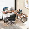 Costway L-shaped Gaming Desk Computer Desk with CPU Stand Power Outlets Rustic Brown/Black - 4 of 4