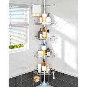 4-Tier Silver Corner Tension Shower Caddy 56-113
