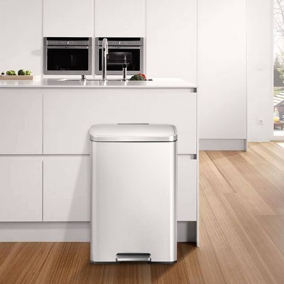 Madison Matte White Stainless Steel 50L Step Trash Can