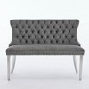 Upholstered Dining Bench Wing Back Loveseat 2-Seat Chair Living Room Tufted Bench with Stainless Steel Leg, Velvet - ModernLuxe - 4 of 4