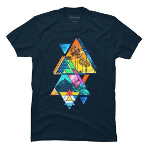 Men's Design By Humans Retro Summer Beach And Mountain Geometric Triangles Collages By Limhengs T-Shirt - 1 of 4
