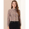INSPIRE CHIC Women's Lace Floral Semi Sheer Work Button Down Collar Shirt - 2 of 4