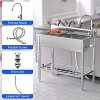 Stainless Steel Utility Sink, Freestanding, Single-Bowl, Pull-Out Hot/Cold Faucet, 2-Tier Shelf, Leveling Legs for Laundry/Kitchen - 4 of 4