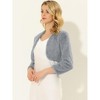 Allegra K Women's Cropped Open Front Collarless Long Sleeve Faux Fur Jacket - 3 of 4