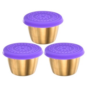 Unique Bargains Silicone Stainless Steel Leak-proof Colorful Lids Purple Food Storage Container - 1 of 4