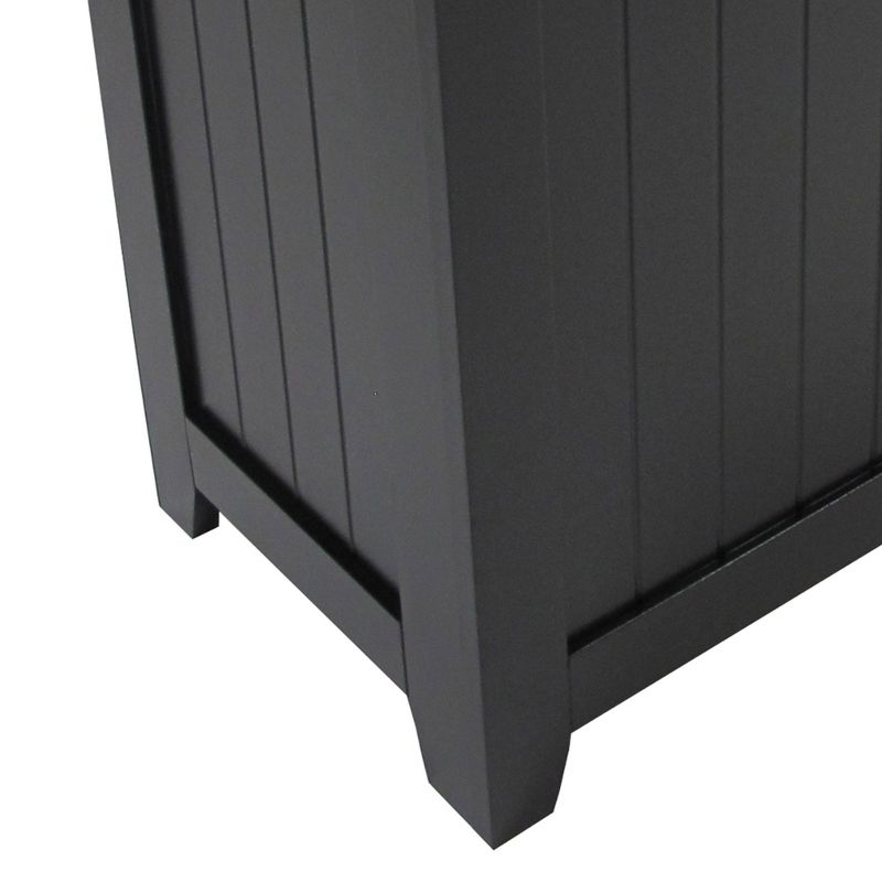 Redmon 18'' x 11.25'' x 23.25'' Contemporary Country Wainscot Style Wooden Clothes Hamper for Bedroom, Bathroom, and Laundry Room, Black, 5 of 7