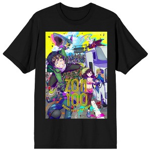 ZOM 100: Bucket List of the Dead Poster Art Collage Men's Black Short Sleeve Tee - 1 of 3