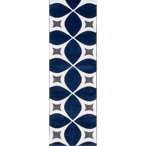 Nuloom Gabriela Trellis 2x10 Runner Rug for Living Room Bedroom Dining Room Entryway Hallway Kitchen, Navy/White - 1 of 4