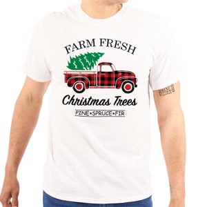 Farm Fresh Christmas Tree Plaid Truck Graphic T Shirt Men or Women Brisco Brands - 1 of 4