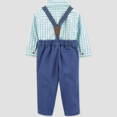 Carter's Just One You® Baby Boys' Gingham Suspender Top & Pants Set with Bow Tie - Green 3M
